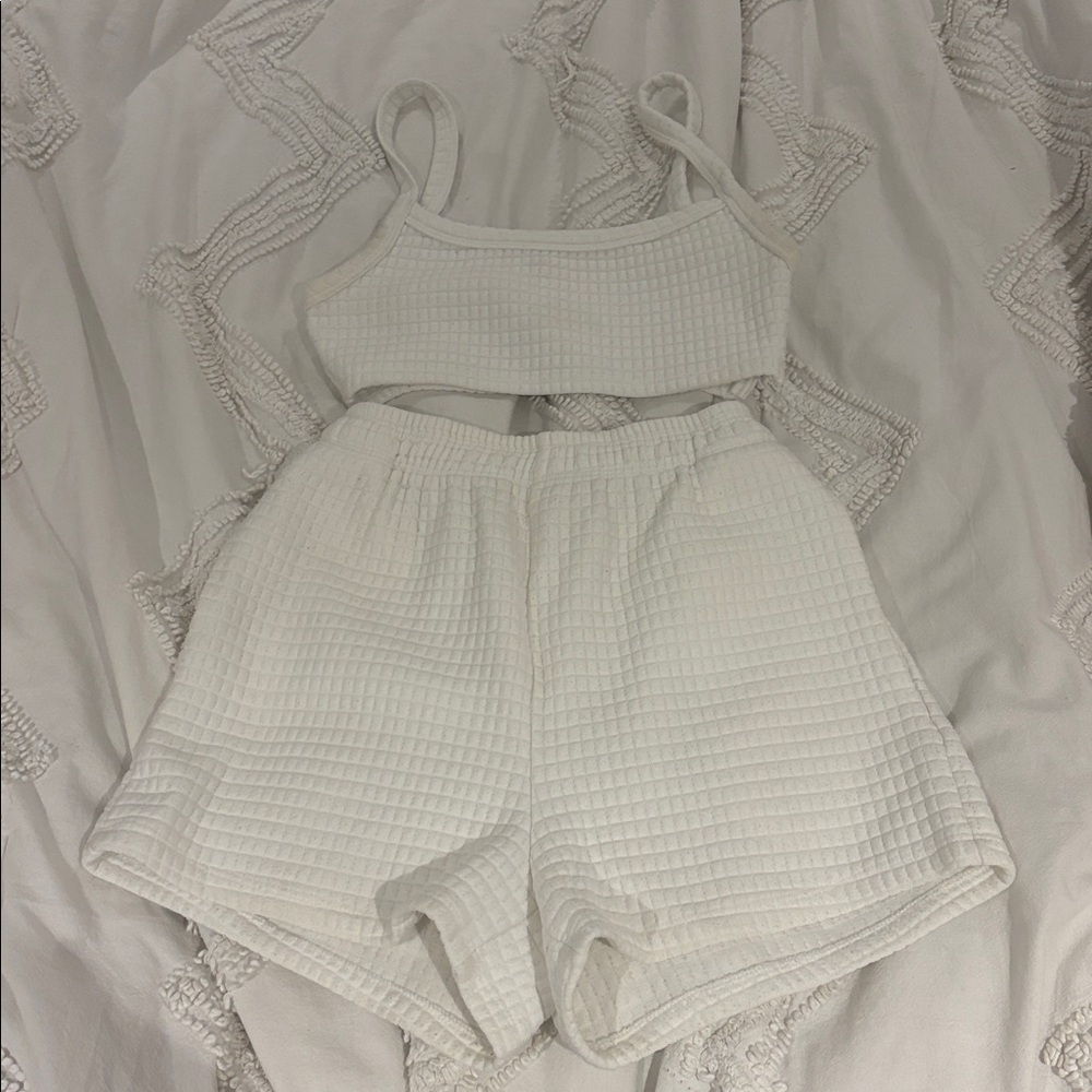 Princess Polly white Arabella shorts set
